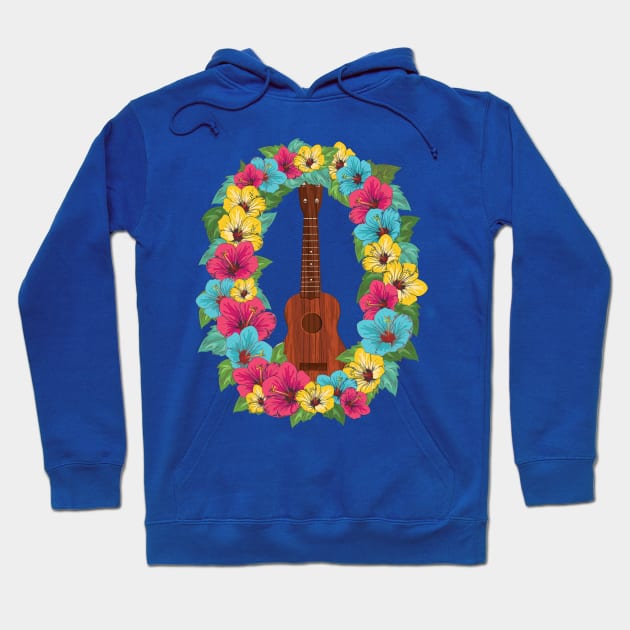 Hibisucs wreath with ukelele Hoodie by SWON Design